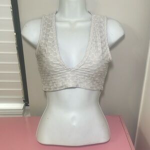 White Ribbed Crop Top